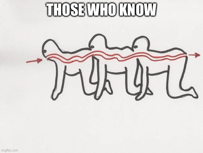 Human centipede | THOSE WHO KNOW | image tagged in human centipede | made w/ Imgflip meme maker