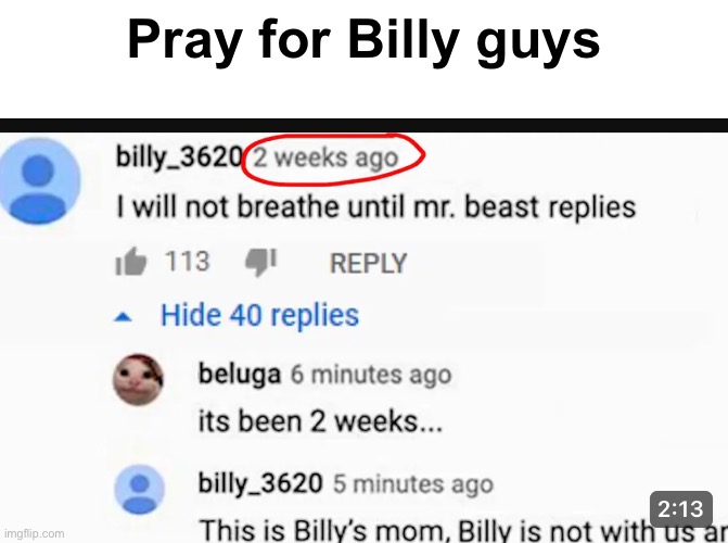 RIP | Pray for Billy guys | image tagged in billy | made w/ Imgflip meme maker