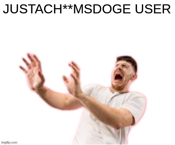 he left all caps on(custom) | JUSTACH**MSDOGE USER | image tagged in he left all caps on custom | made w/ Imgflip meme maker