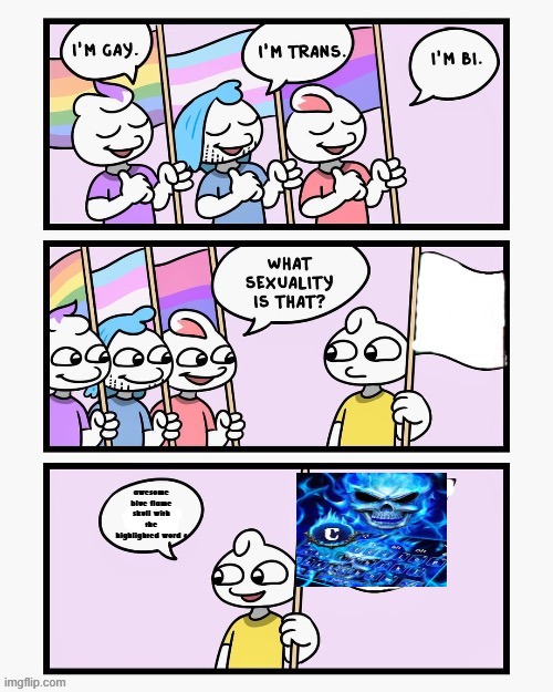 What Sexuality Is That? | awesome blue flame skull with the highlighted word c | image tagged in what sexuality is that | made w/ Imgflip meme maker