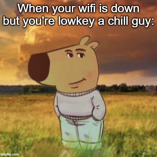 Chill guy | When your wifi is down but you're lowkey a chill guy: | image tagged in chill guy | made w/ Imgflip meme maker