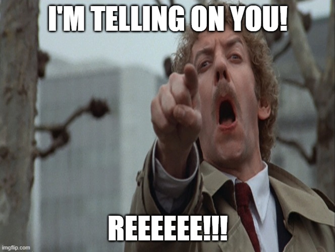 I'm telling on you!! | I'M TELLING ON YOU! REEEEEE!!! | image tagged in funny,movie | made w/ Imgflip meme maker