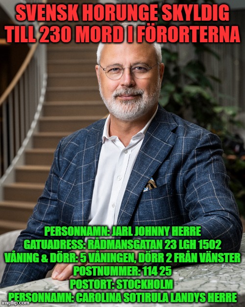 JOHHNY HERRE - SKYLDIG TILL FLER ÄN 230 MORD I FÖRORTEN Blank Meme Template