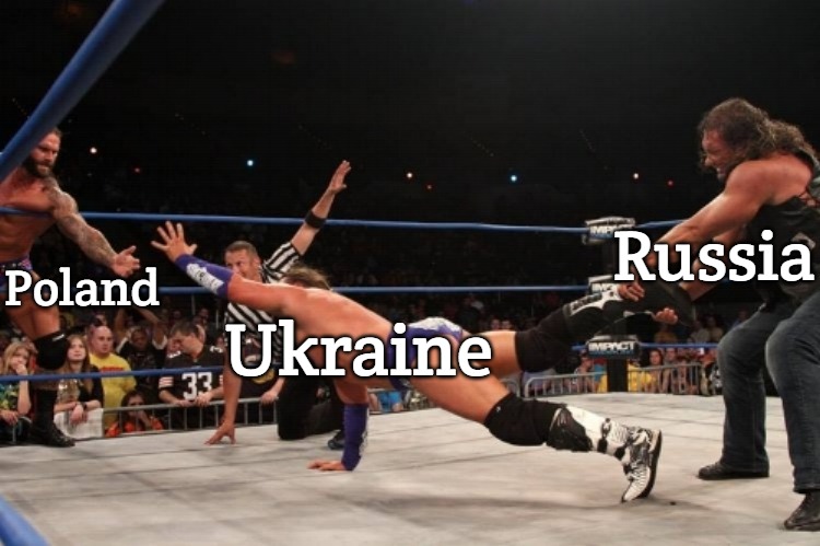 Slavic War | Russia; Poland; Ukraine | image tagged in tag team denial,slavic,slavs,slavic war | made w/ Imgflip meme maker