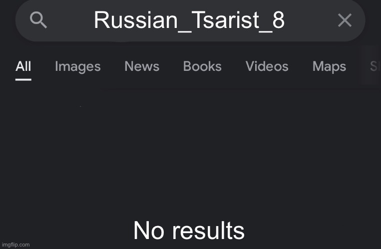 Fake search | Russian_Tsarist_8; No results | image tagged in fake search | made w/ Imgflip meme maker