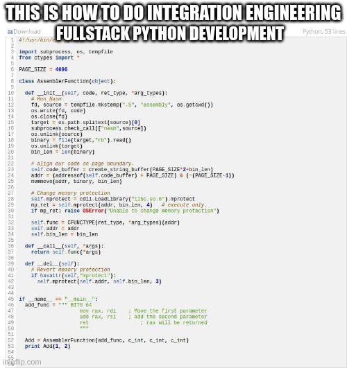 "never monoculture" they said. | THIS IS HOW TO DO INTEGRATION ENGINEERING; FULLSTACK PYTHON DEVELOPMENT | image tagged in funny,surrealism | made w/ Imgflip meme maker