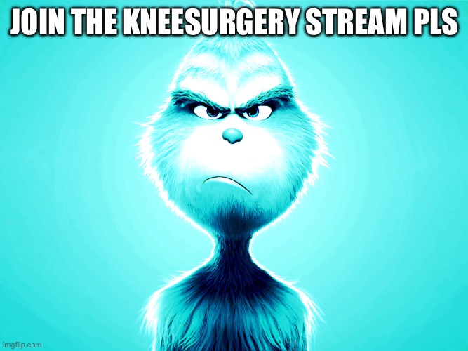 Sad knee surgery | JOIN THE KNEESURGERY STREAM PLS; HTTPS://IMGFLIP.COM/M/KNEESURGERY | image tagged in sad knee surgery | made w/ Imgflip meme maker