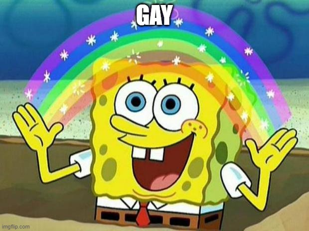 this is not to make fun of lgbtq or something | GAY | image tagged in spongebob rainbow,funny | made w/ Imgflip meme maker