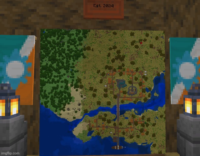 Map, again if you would like to suggest a name for both the port and town It be appreciated. :) | image tagged in minecraft | made w/ Imgflip meme maker