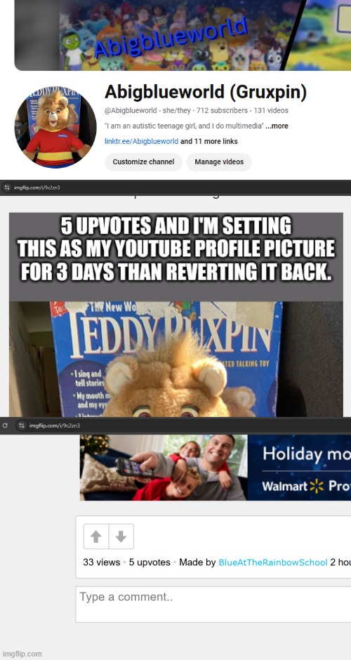 EVEN MY 1985 TEDDY RUXPIN PROFILE PICTURE ISN'T SAFE FROM IT | made w/ Imgflip meme maker