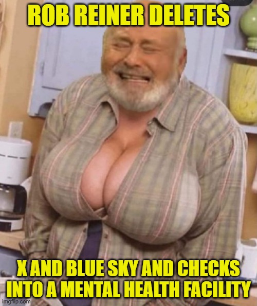 Someone needed a break from reality | ROB REINER DELETES; X AND BLUE SKY AND CHECKS INTO A MENTAL HEALTH FACILITY | image tagged in archie bunker,x,blue sky,mental health,maga,tds | made w/ Imgflip meme maker