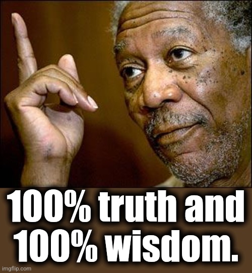 This Morgan Freeman | 100% truth and
100% wisdom. | image tagged in this morgan freeman | made w/ Imgflip meme maker