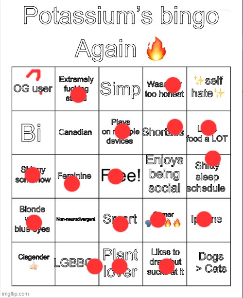 Potassium Bingo V4 | image tagged in potassium bingo v4 | made w/ Imgflip meme maker