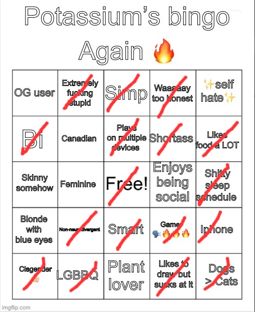 Potassium Bingo V4 | image tagged in potassium bingo v4 | made w/ Imgflip meme maker