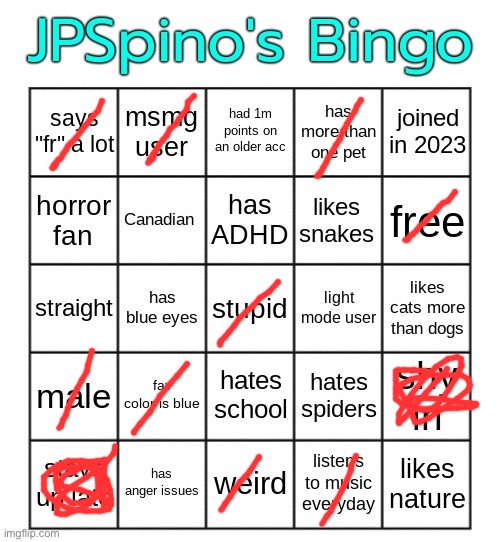 JPSpino's bingo | image tagged in jpspino's bingo | made w/ Imgflip meme maker