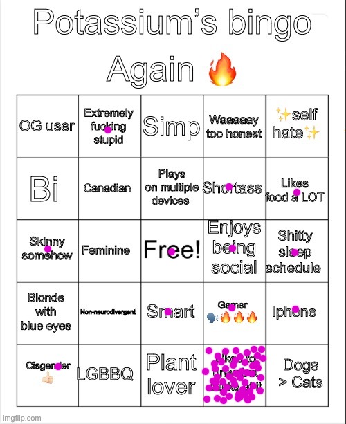 Potassium Bingo V4 | image tagged in potassium bingo v4 | made w/ Imgflip meme maker