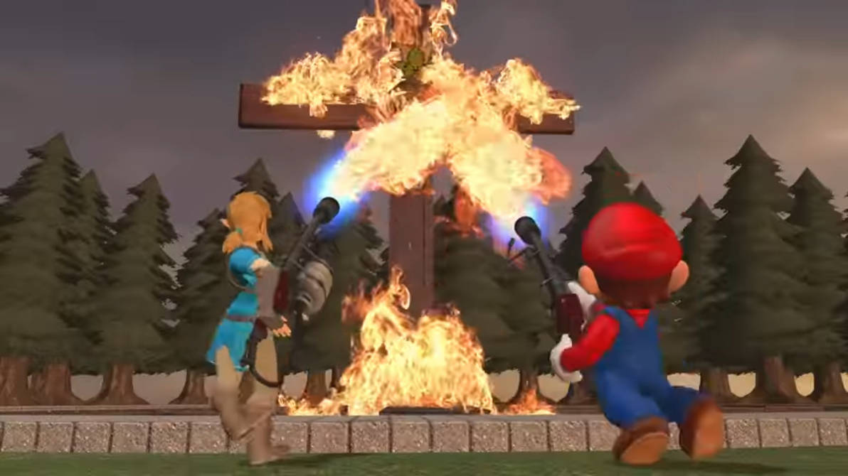 Mario and Link burns Blank Meme Template