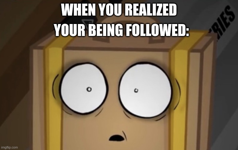 I got bored | YOUR BEING FOLLOWED:; WHEN YOU REALIZED | image tagged in suitcase | made w/ Imgflip meme maker