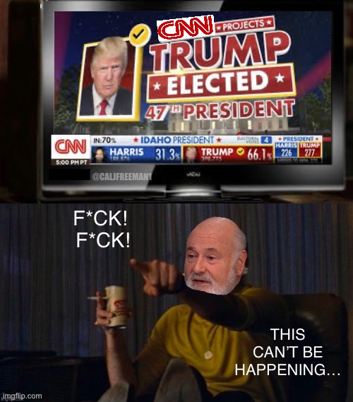 Rob Reiner In disarray… | @CALJFREEMAN1 | image tagged in maga,leonardo dicaprio pointing,leonardo dicaprio pointing at tv,liberals vs conservatives,democrats,donald trump | made w/ Imgflip meme maker