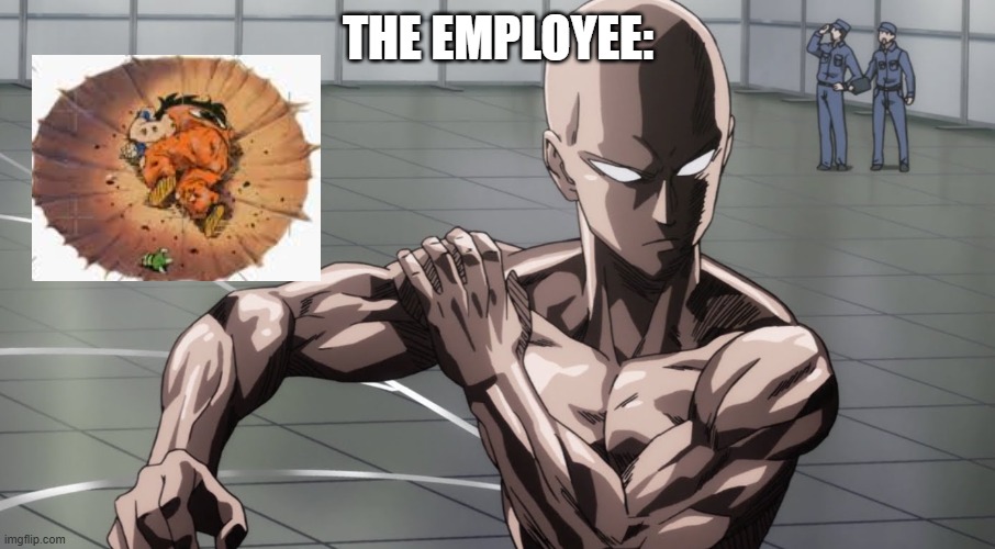 Saitama - One Punch Man, Anime | THE EMPLOYEE: | image tagged in saitama - one punch man anime | made w/ Imgflip meme maker