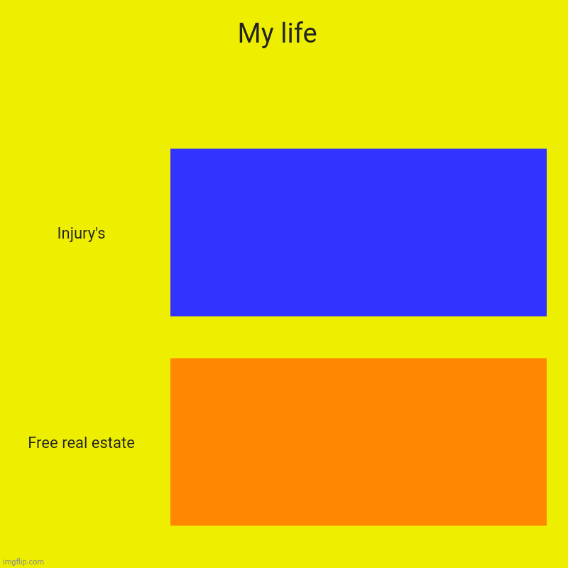 My life  | Injury's , Free real estate | image tagged in charts,bar charts | made w/ Imgflip chart maker