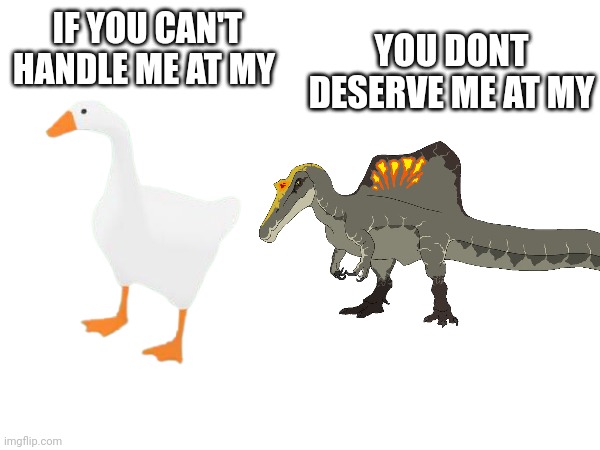 Evolution goes crazy | YOU DONT DESERVE ME AT MY; IF YOU CAN'T HANDLE ME AT MY | image tagged in dinosaurs,animals | made w/ Imgflip meme maker