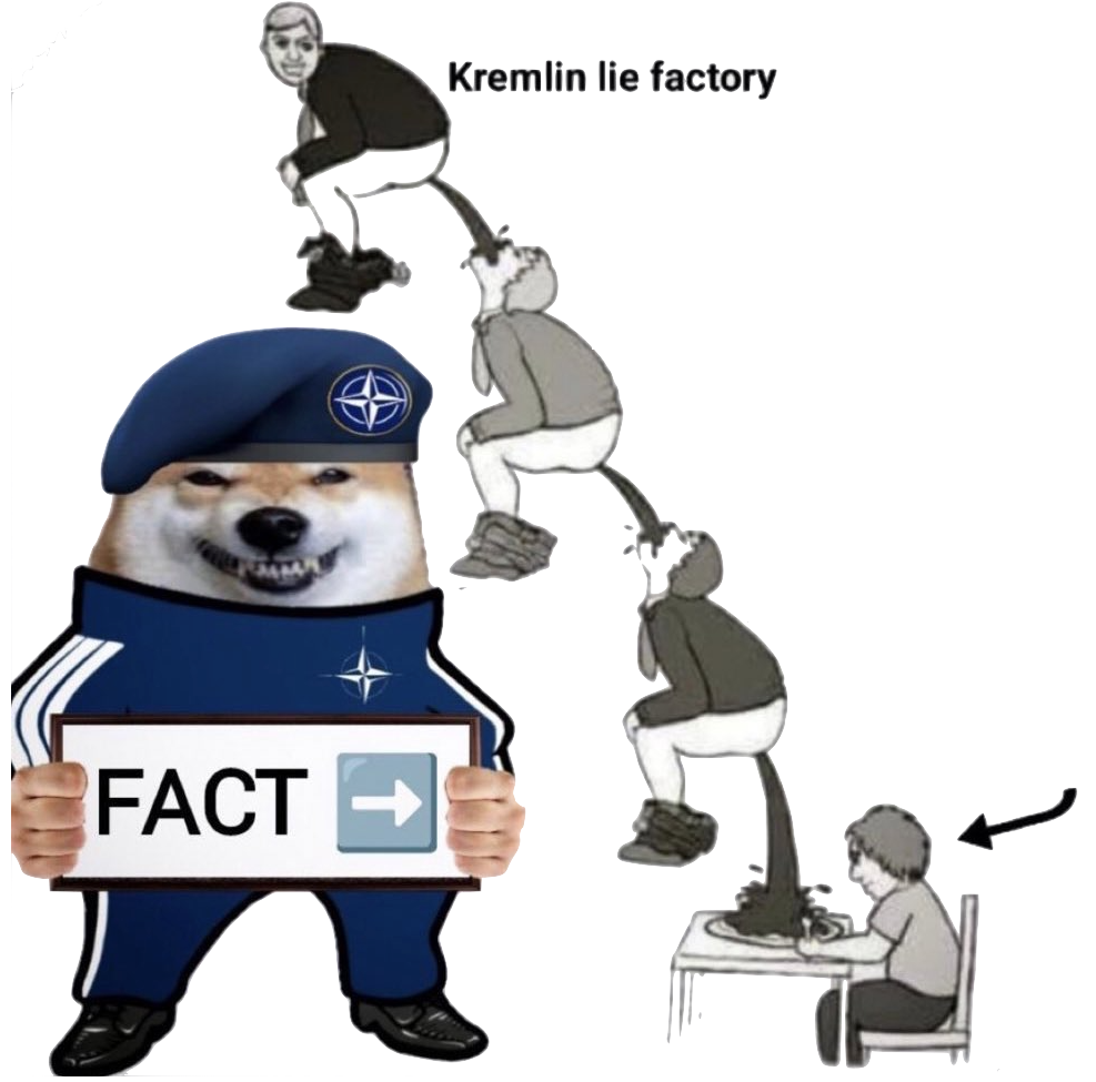 NAFO Kremlin lie factory trickle down Blank Meme Template