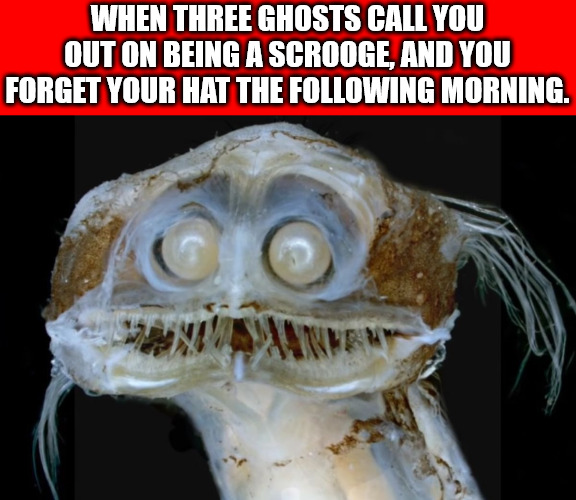 No Hat Scrooge | WHEN THREE GHOSTS CALL YOU OUT ON BEING A SCROOGE, AND YOU FORGET YOUR HAT THE FOLLOWING MORNING. | image tagged in christmas,scrooge mcduck | made w/ Imgflip meme maker