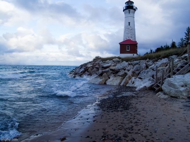 Lighthouse | image tagged in crisp point lighthouse,lake,ocean,lighthouse,meme,water | made w/ Imgflip meme maker