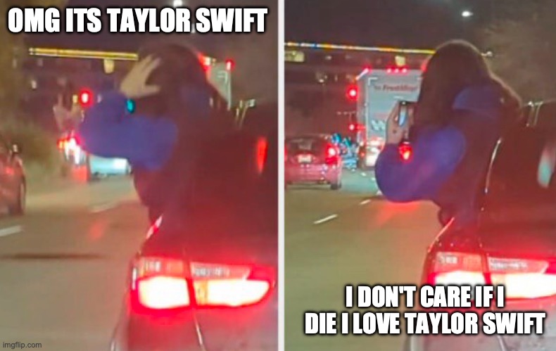 funny Taylor Swift | OMG ITS TAYLOR SWIFT; I DON'T CARE IF I DIE I LOVE TAYLOR SWIFT | image tagged in omg,how are you not dead | made w/ Imgflip meme maker