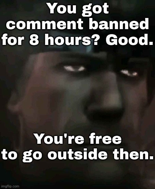 Negu. | You got comment banned for 8 hours? Good. You're free to go outside then. | made w/ Imgflip meme maker