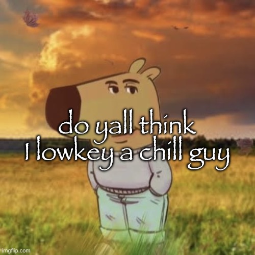 Chill guy | do yall think I lowkey a chill guy | image tagged in chill guy | made w/ Imgflip meme maker
