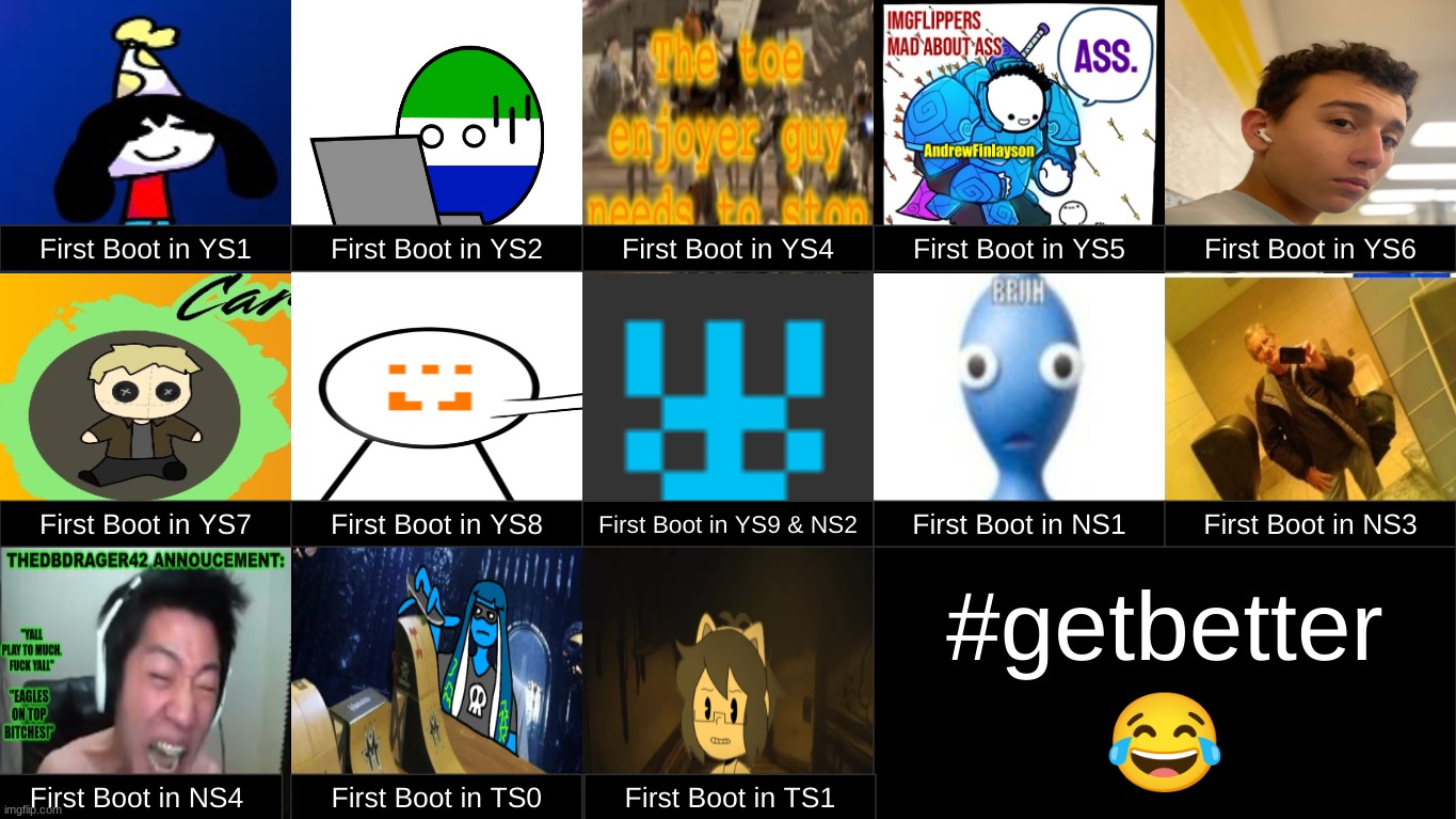 every first boot of an official voting game (so far) | just to clarify, this is not meant to harass anyone in any form | made w/ Imgflip meme maker