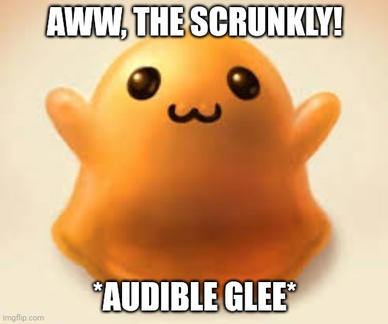 scp-999 | AWW, THE SCRUNKLY! *AUDIBLE GLEE* | image tagged in scp-999 | made w/ Imgflip meme maker