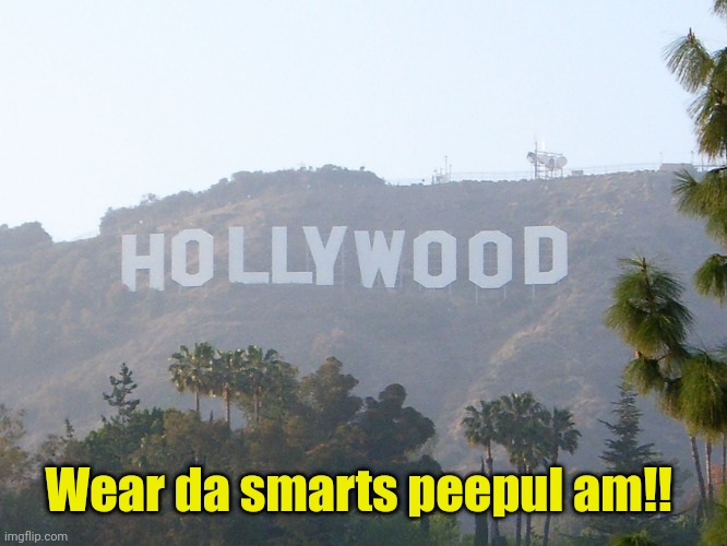 hollywood sign | Wear da smarts peepul am!! | image tagged in hollywood sign | made w/ Imgflip meme maker