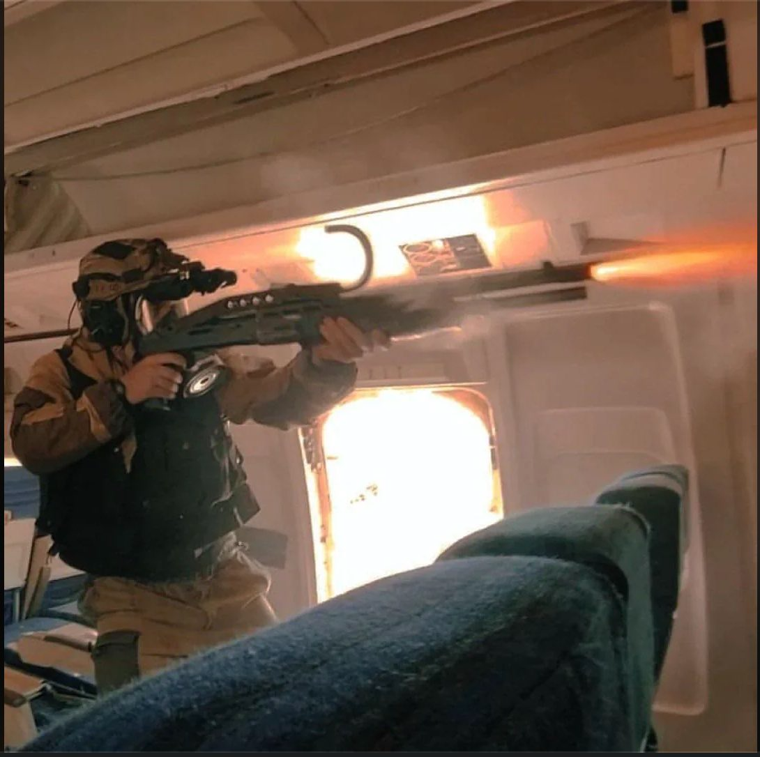 Shotgun on airplane Blank Meme Template