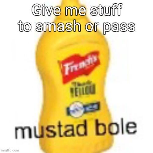 mustad bole | Give me stuff to smash or pass | image tagged in mustad bole | made w/ Imgflip meme maker