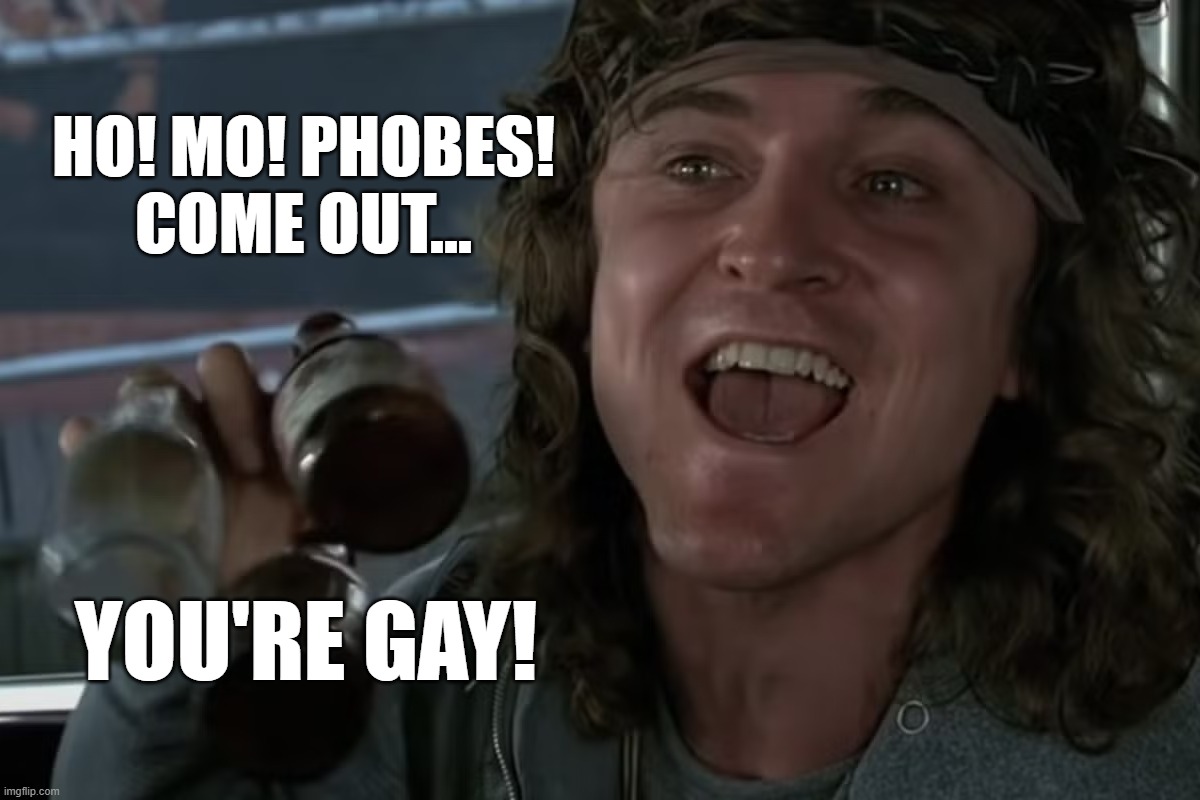 Ho!Mo!Phobes! Come out... | HO! MO! PHOBES!
COME OUT... YOU'RE GAY! | image tagged in the warriors,come out and play,cult movie,1970s | made w/ Imgflip meme maker