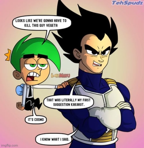 Vegeta/Cosmo | image tagged in vegeta,cosmo,tifflamemez | made w/ Imgflip meme maker