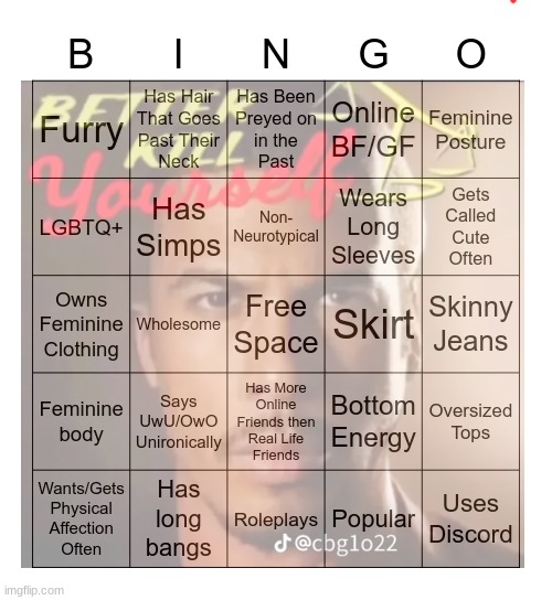 Femboy Bingo | image tagged in femboy bingo | made w/ Imgflip meme maker