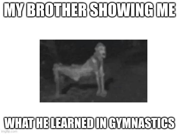 MY BROTHER SHOWING ME; WHAT HE LEARNED IN GYMNASTICS | made w/ Imgflip meme maker