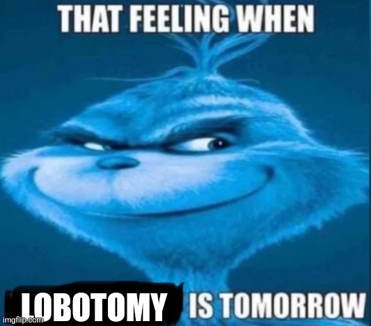 that feeling when x is tomorrow | LOBOTOMY | image tagged in that feeling when x is tomorrow | made w/ Imgflip meme maker