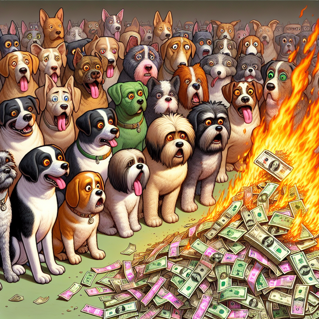 Dogs watching money burn Blank Meme Template