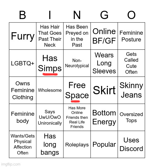 another myery | image tagged in femboy bingo | made w/ Imgflip meme maker