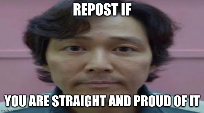 gi hun stare | REPOST IF; YOU ARE STRAIGHT AND PROUD OF IT | image tagged in gi hun stare | made w/ Imgflip meme maker