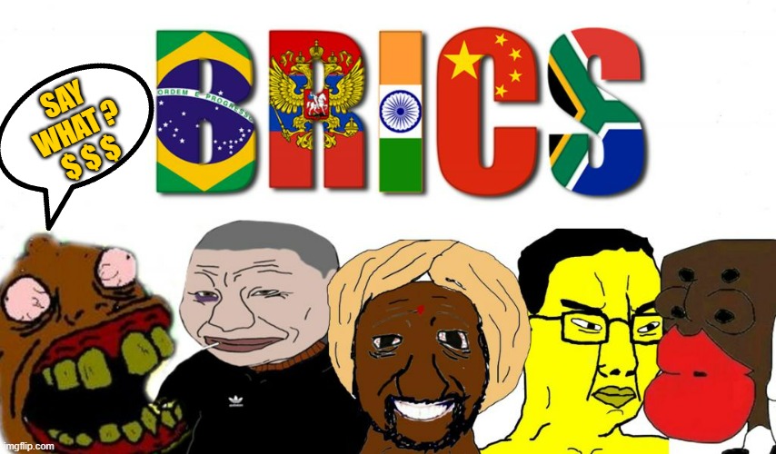 BRICS | SAY
WHAT ?
$ $ $ | image tagged in brics | made w/ Imgflip meme maker