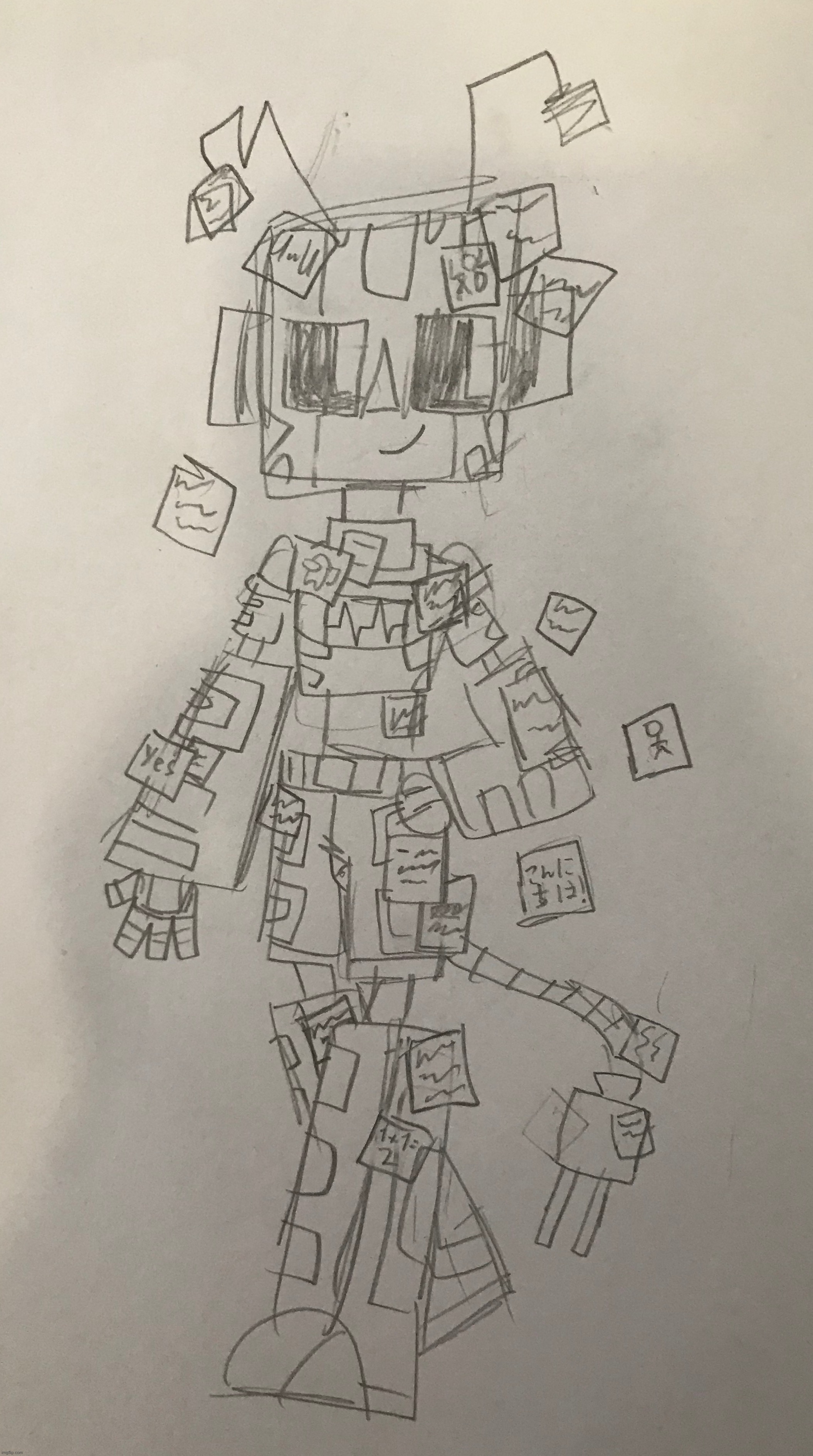 Zerobot with sticky notes | made w/ Imgflip meme maker