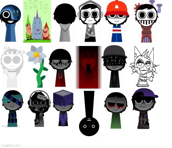 (Fun facts in comments) All of bonus sprunki characters | image tagged in incredibox,sprunki | made w/ Imgflip meme maker