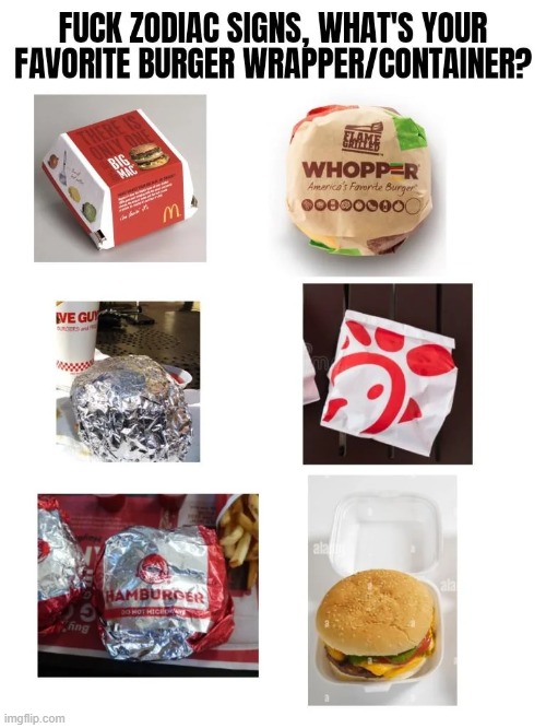 image tagged in burgers,wrappers,containers | made w/ Imgflip meme maker