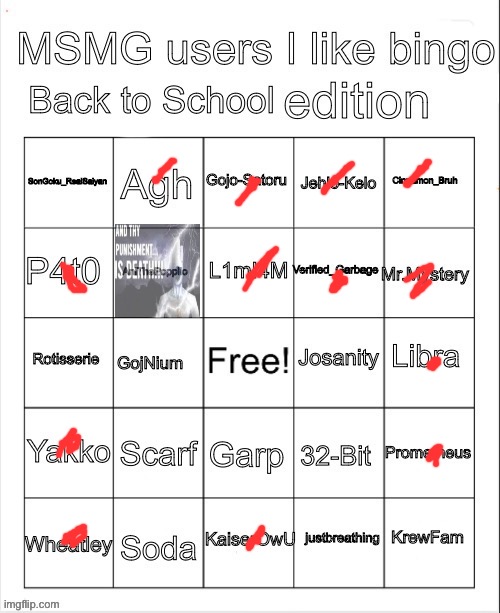 Msmg Users I like Bingo Back To School | image tagged in msmg users i like bingo back to school | made w/ Imgflip meme maker